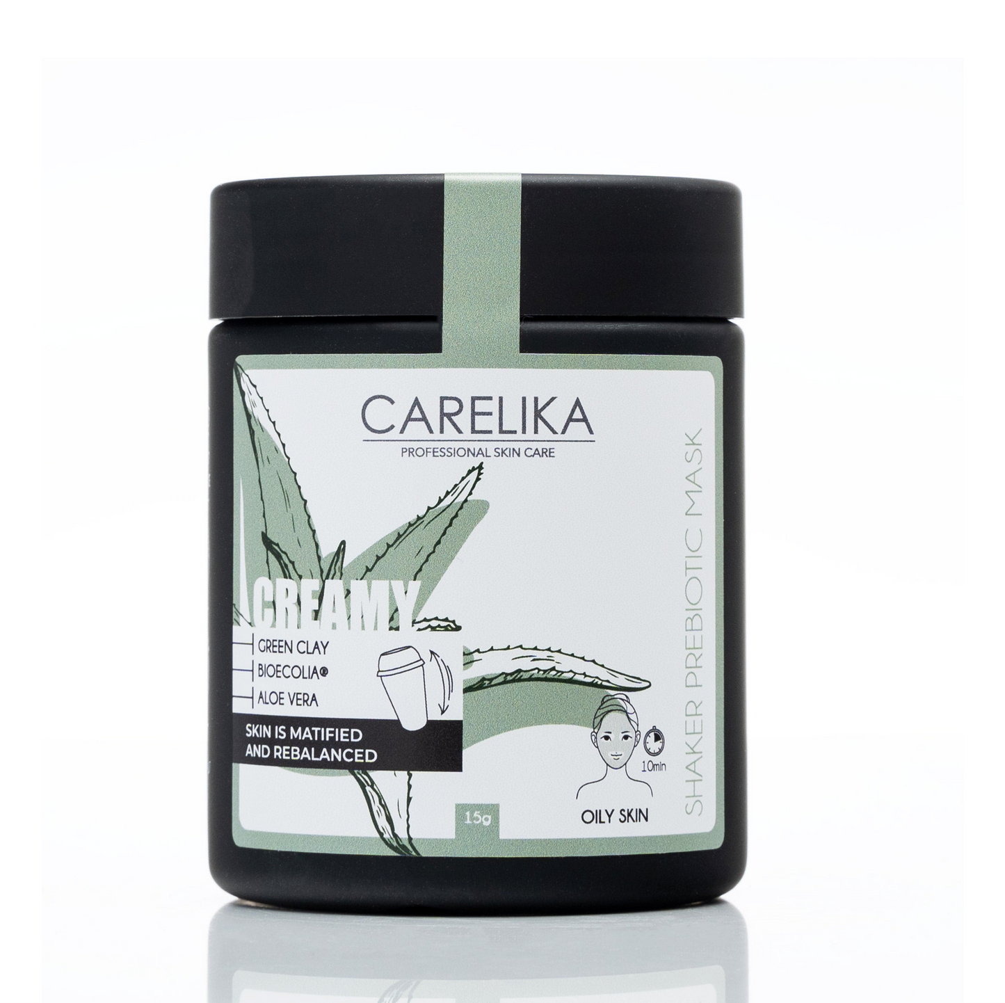 CARELIKA Shaker Prebiotic Creamy Mask Green Clay Jar 15gr.